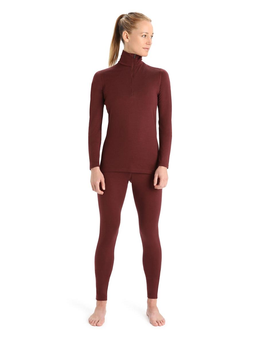 Espresso Icebreaker Merino 200 Oasis Long Sleeve Half Zip Thermal Top Women's One Piece & Sets | AU 1754RVDW